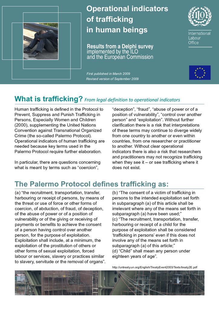 thumbnail of 2009 ILO – Operational Indicators for trafficking in Human Beings